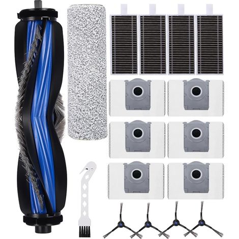 Kit Pices rechange Compatible pour Ecovacs X8 OMNI / X8 PRO / X8 PRO OMNI/PLUS AI,1 Brosse Principale, 1 Chiffon Rouleau, 4 Brosses Latrales, 6 Sacs Poussire, 4 Filtres (1/5)