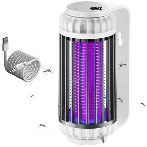 Lampe Anti Moustique Usb, Anti Moustique Electrique Rechargeable, Produit Anti Moucherons Interieur électrique, Piege A Mouche Electrique Camping Exterieur Anti Insecte Mouche UV (avec batterie, gris) (1/5)