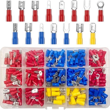 280 pieces, 15 types of crimp electrical terminals, crimp electrical connectors with insulated sleeves, flat ring fork terminals (1/5)
