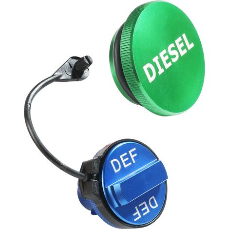 Tappo del carburante, set combinato di accessori per auto con tappo del carburante in alluminio, tappo del carburante diesel verde magnetico e cordino anticaduta per RAM 1500 2500 3500 2013-2018 (1/5)