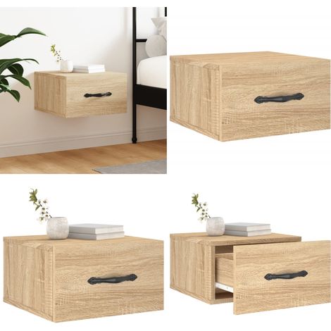 Wand-Nachttisch Sonoma-Eiche 35x35x20 cm - Wandmontage - Holz Nachttisch (1/5)