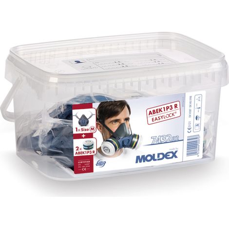 Moldex Atemschutzbox A1B1E1K1 P3 R Größe M, Serie 7000, organische Gase, anorganische Gase, Saure Gase, Ammoniak und Partikel EasyLock