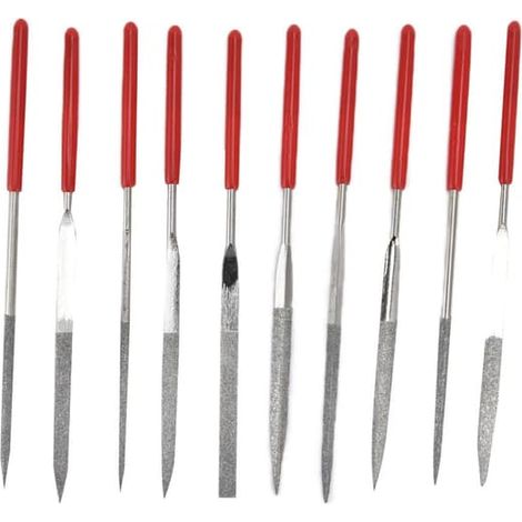 Jeu de 10 limes aiguilles - Trempées - Robustes - Durables - Manche ergonomique - Pratiques - Limes pour bijoux - 3 x 140 mm (1/5)
