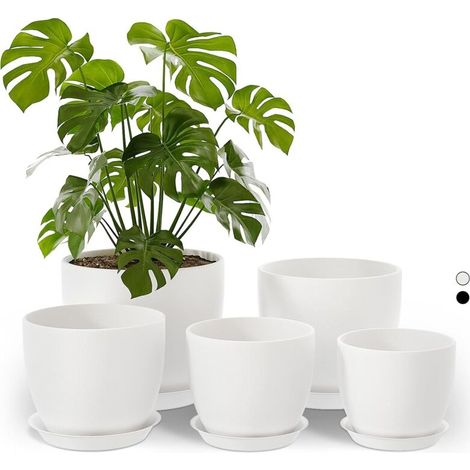 Pot de Plantes d'Intérieur avec Drainage 5 Set 11.3cm/12.7cm/14cm/16cm/17.8cm Pots en Plastique pour Plantes d'Intérieur, Fleurs, Cactus (1/5)