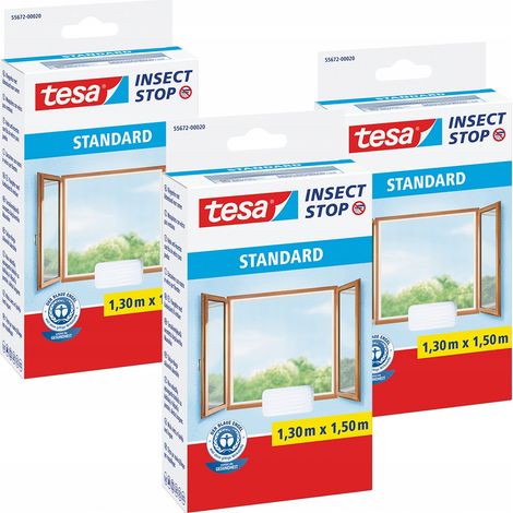 Moustiquaire TESA pour fenêtres, fixation Velcro, blanche, 3 x 1,3 x 1,5 m
