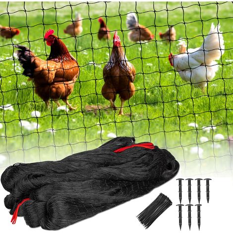 Filet anti-oiseaux en nylon - 15 m x 15 m - Maille de 6 cm - Filet de clôture - Filet de protection pour poulailler (1/5)