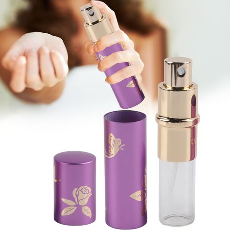10 ml nachfüllbare, violette Aluminiumflasche – Tragbarer, leerer Zerstäuber für Parfüm