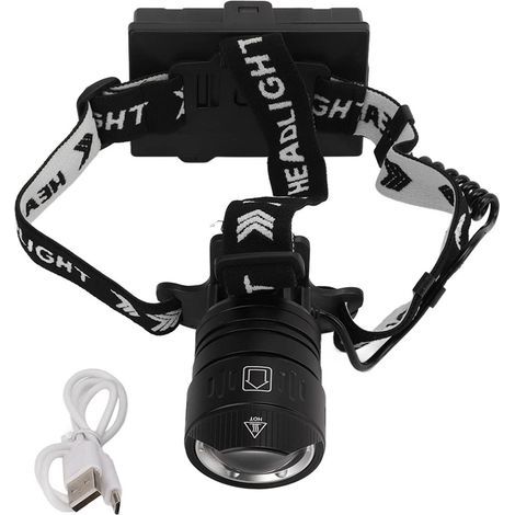 Linterna frontal LED con sensor y cable de carga USB. Linterna potente y brillante para acampar y explorar al aire libre. (1/5)