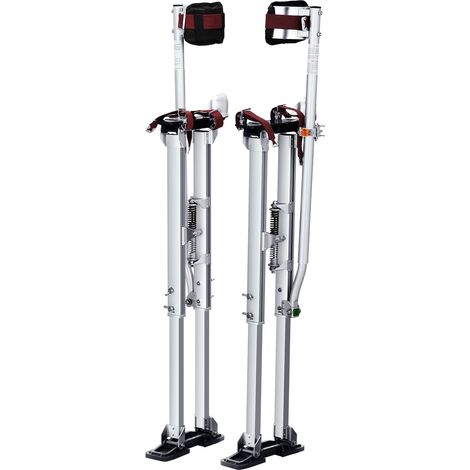 VEVOR Zancos de Trabajo de Aleación de Aluminio Altura Ajustable de 91,4-126,7 cm Zancos de Pintor Carga de 103kg Zancos para Paneles de Yeso Tamaño de Pies 27-29cm para Pintura Decoración Color Plata