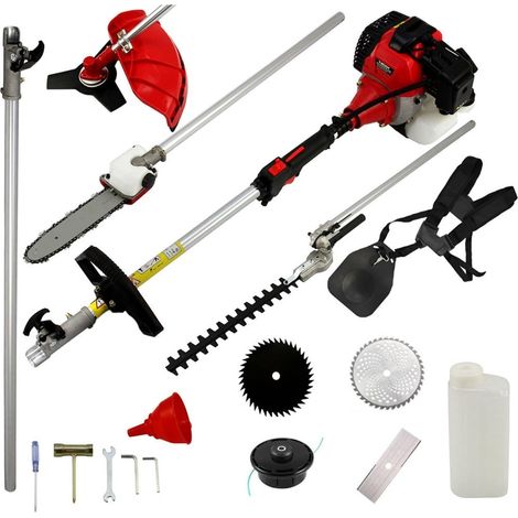 Tondeuse à Gazon Moteur à Essence 1.75KW 52cc Jardin Taille-haie 5 en 1 Essence débroussailleuse tronçonneuse débroussailleuse (1/5)