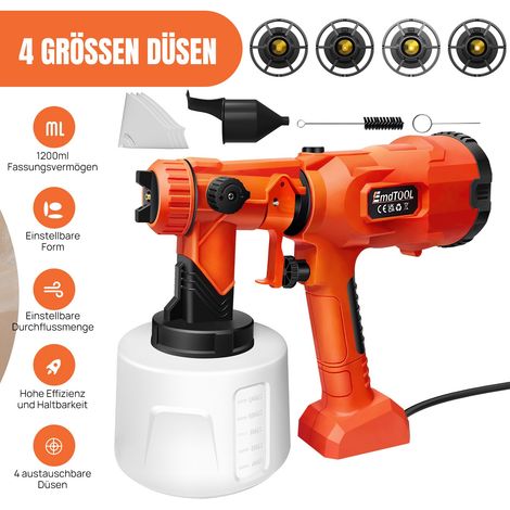 Système de pulvérisation de peinture Peinture murale 1,2 L Lasures Pulvérisateur de peinture Pistolet pulvérisateur électrique