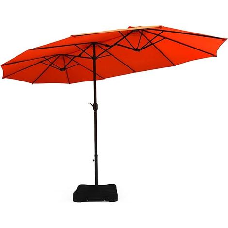 Ombrellone Doppio da Esterno con Supporto, Ombrellone Ovale da Giardino, con Manovella (1/5)