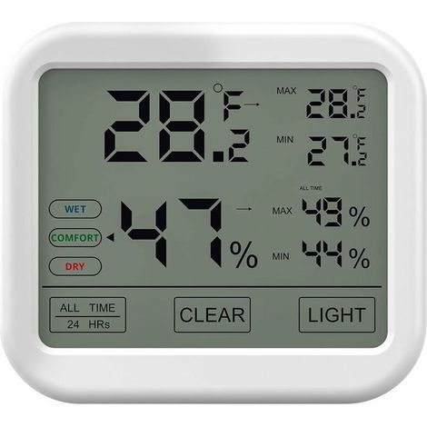 Thermomètre Hygromètre Intérieur avec Haute Précision, Numérique LCD Moniteur Température et Humidité, Indicateur du Niveau de Confort Idéal pour Chambres de Bébé, Maison, Cave, Frigo, Garage