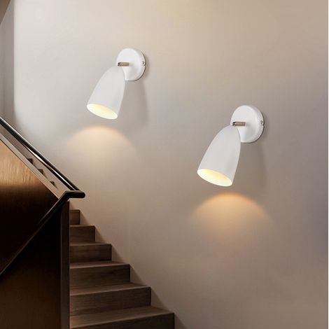 GBLY Applique Murale d'intérieur Blanc - Lot de 2 Appliques Murales Vintage Chambre à Coucher Spots Muraux GU10 Lampe de Couloir Cuisine Applique Murale Pivotante Rétro - Sans Ampoule (1/5)