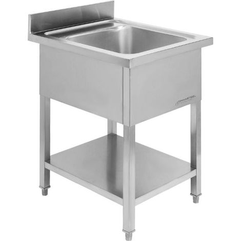 Plonge 1 Bac avec Dosseret et Etagère - 600 x 600 mm (1/5)