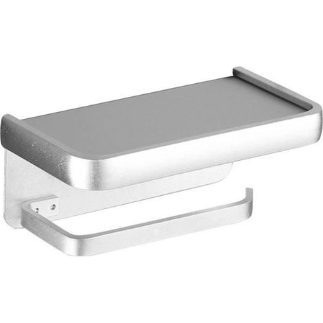 Porte-papier hygiénique multifonctionnel avec étagère murale auto-adhésive simple étagère de douche sans poinçon argent (1/4)