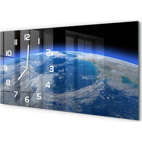 Horloge Murale XXL 60x30 cm Design Moderne en Verre Trempé Salon Salle à Manger Planète Terre (1/5)