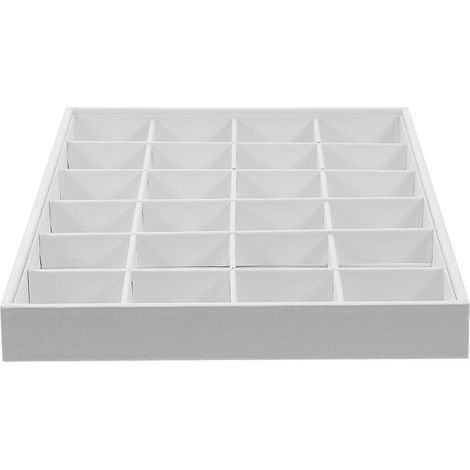 Stapelbares Schmucktablett aus PU-Leder, Schmuckschubladen-Organizer, Aufbewahrungstablett für Ringe und Ohrringe – 35 x 24 x 3 cm – Weiß 3 (1/4)
