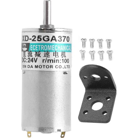 24V Gleichstrommotor XD25GA370, langsame Drehzahl 100 U/min, Permanentmagnet, Drehrichtung CW/CCW, Montagehalterung, Sportsteuerung, kleiner Elektromotor für DIY-Projekte. (1/4)