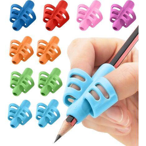 Lot de 10 Poignée de crayon, Silicone, Ambidextre, Couleurs assorties, École et maison (1/5)