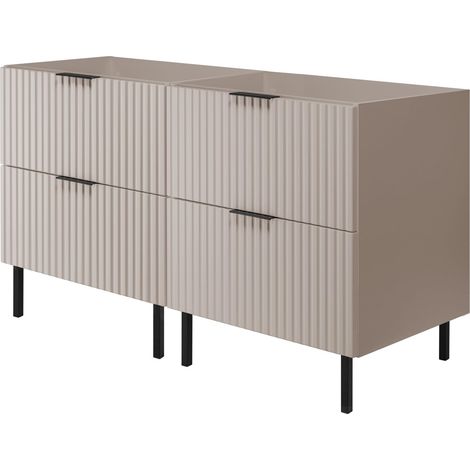 Mobile lavabo, Cashmere + maniglia nera, 120 (2 x 60 cm) x 77 x 46 cm, senza piano di lavoro, piedi neri (1/5)