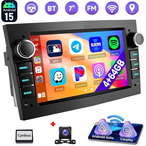 Autoradio Android 15 avec Apple CarPlay pour Opel Astra H, Corsa C/D, Meriva, Zafira B - 4+64G CAM