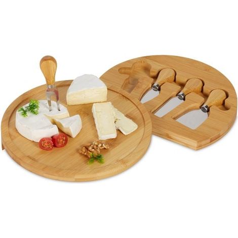Vassoio per formaggi in bambu con set di posate in 4 parti (1/5)