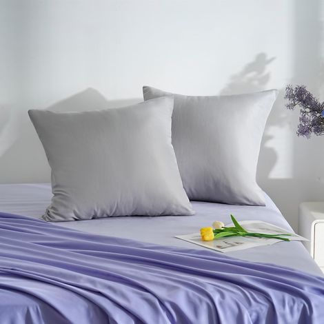 18 Couleurs Lot 2 Taie d'oreiller 65x65 cm Gris Claire Housse Oreiller Coussin pour Canapé Lit Fermeture Éclair Anti-Acariens Hypoallergénique Protège Oreiller Zip Microfibre (1/5)