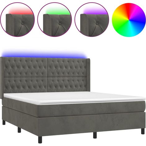 Maison Exclusive - Letto a Molle con Materasso e LED Grigio Scuro 180x200 cm (1/5)
