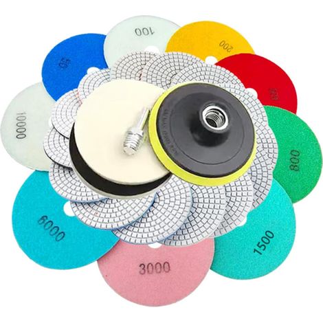 Kit De Polissage Diamant Humide 125 Mm, 9 Pièces Grains 50 À 10000, Pour Marbre, Granit, Béton, Carrelage Et Pierre, Compatible Meuleuse D'Angle (1/5)