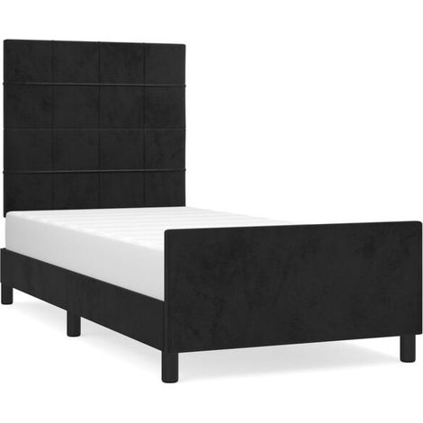 Cadre de lit en velours noir (matelas non inclus), 80 x 200 cm (1/5)