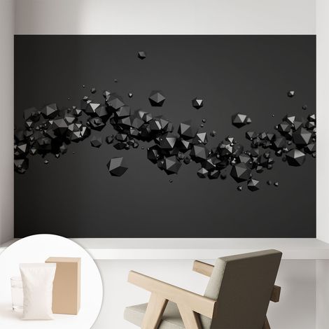 Papier peint intissé mural avec imprimé motifs décoratifs - style contemporain - Colle incluse gratuite Solides noirs 104x70 cm (1/5)