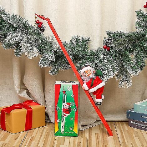 Le Père Noël grimpe à l'échelle rouge, Père Noël électrique grimpant à l'échelle de corde, décoration de Noël Super Climb (1/4)