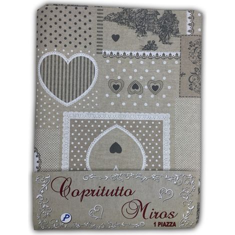 TELO ARREDO COPRITUTTO GRAN FOULARD COPRILETTO COPRIDIVANO TESSUTO PIGALLE BEIGE 1 PIAZZA