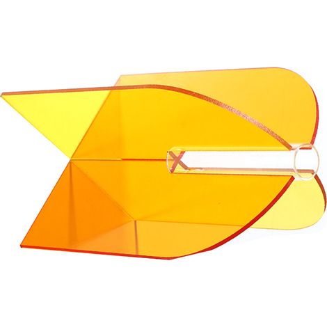 Geometrische Acryl-Blumenvase mit feinen Details, leicht zu reinigen, minimalistische Acrylvase im geometrischen Stil für Wohnzimmer, Tisch oder Tür, Orange-Gelb, 20 x 15 x 2 cm (1/5)