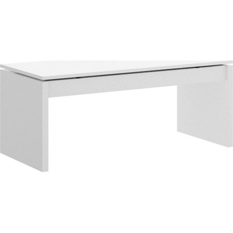 Dmora - Tavolino da salotto Cuar, Porta riviste da soggiorno con vano portaoggetti, Tavolo basso da caffè elevabile, 102x50h43 cm, Bianco, con imballo rinforzato (1/5)