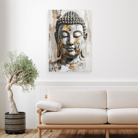 Wandbild Weiße Buddha Statue Zen Spa Meditation 60x90 (1/4)