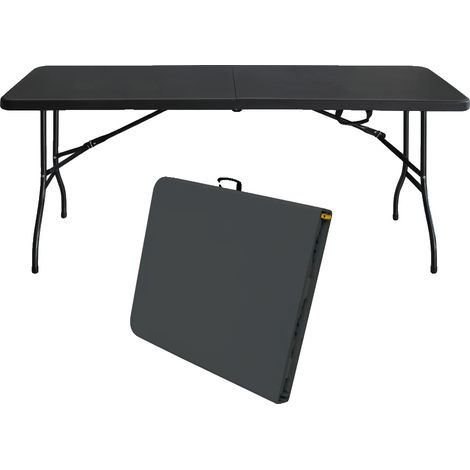 Mesa plegable portátil, diseño ligero, capacidad de 135 kg, color negro. (1/2)