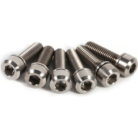 6 Vis en Titane M5 x 18mm pour Potence VTT avec Écrous et Rondelles Inclus (1/5)