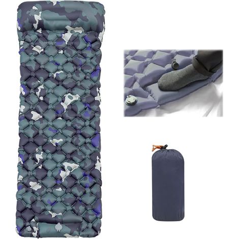 Selbstaufblasende Isoliermatratze - Mit Fußpumpe und Kissen - Wasserdichte Campingmatratze - Faltbare Campingmatratze - Outdoor - Wandern (Camouflage)
