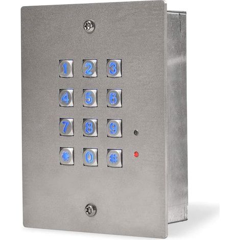 Clavier à Codes Anti-vandale - Déclenchement gâche et portail - Touches Rétro Éclairées et Repère pour Non-Voyants - Transformateur 230 V inclus - XO 502