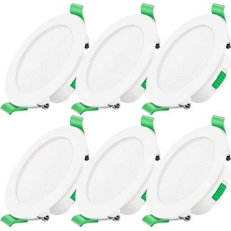 Spot LED Encastrable Dimmable 230V 7W Spot Plafond Étanche IP44 Réglable Plafonnier Encastré pour Salle de Bain, Salon, Lot de 6, Rond, [Classe énergétique D] (1/4)