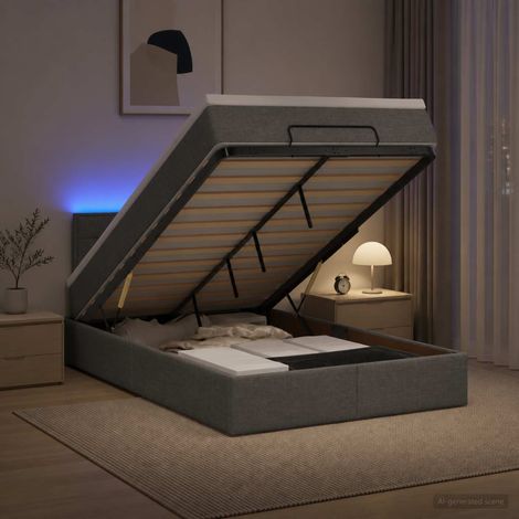 vidaXL Cama tipo otomana con colchón y LED Gris oscuro 120 x 200 cm (1/5)
