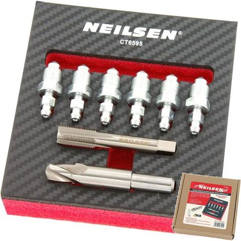 Neilsen 8pc Brake Caliper Bleed Nipple Thread Repair Inserts Kit Set (1/2)