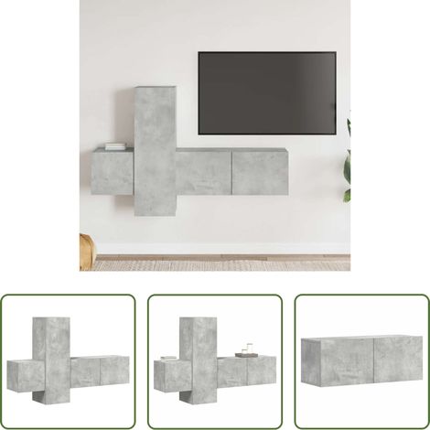 Meuble tv gris béton - Ensemble de meubles TV 3 pcs Gris béton Bois d'ingénierie (1/5)