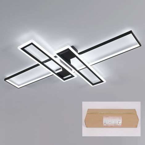 Goeco Large Rectangular LED Ceiling Light 65W 120x80cm, Black Aluminium Geometric Flush Mount 6500K Cool White, Modern Design for Living Room Open Plan Kitchen