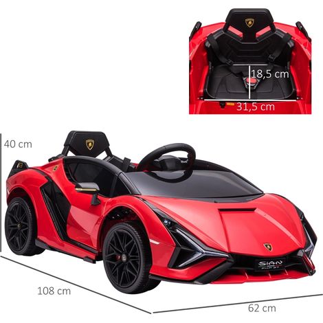 Voiture enfant électrique Lamborghini SIAN SUV 12V, 2 modes, télécommande, musique MP3/USB, LED, 37-60 mois, métal, rouge, 108 x 62 x 40 cm (1/5)