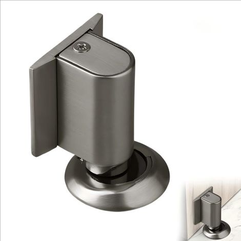 Butée de porte magnétique en alliage de zinc, butée de porte magnétique auto-adhésive, butée de sol en métal avec bande adhésive, pour bureau, chambre à coucher, salle de bain (gris)
