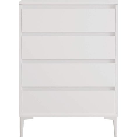 Cajonera 4 Cajones Rebecca Mobili Kemiri 98,5x72x45 Tablero de partículas PVC Blanco Moderno