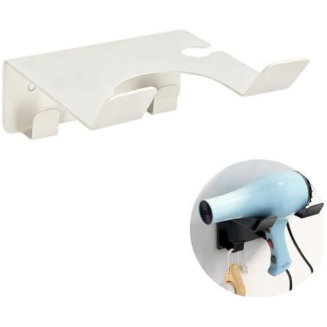 Porta Phone Bagno da Muro, Colla + viti doppia installazione Porta Phon,Porta Asciugacapelli,Porta Asciugacapelli Acciaio Inossidabile,Gancio per a Parete da Fissare Senza (Blanc) (1/4)